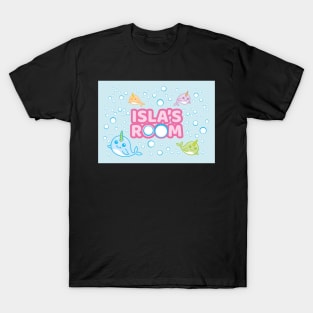 Personalised Narwhal 'Isla's Room' Sea Unicorn Bedroom Poster Door Sign T-Shirt